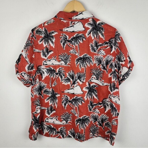 Tahari 100% Linen Casual Button Down Shirt Short Sleeve Hawaian Top Size L - Picture 7 of 16